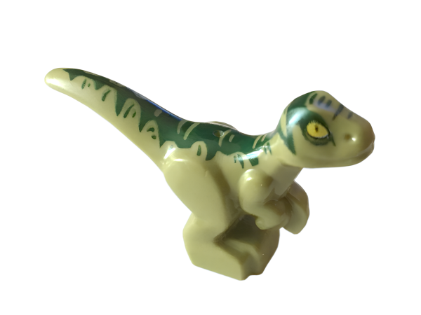 Lego Динозаврик Dinosaur Baby Standing with Dark Green Markings and Yellow Eyes Pattern (Jurassic World Charlie) 37829pb05 U